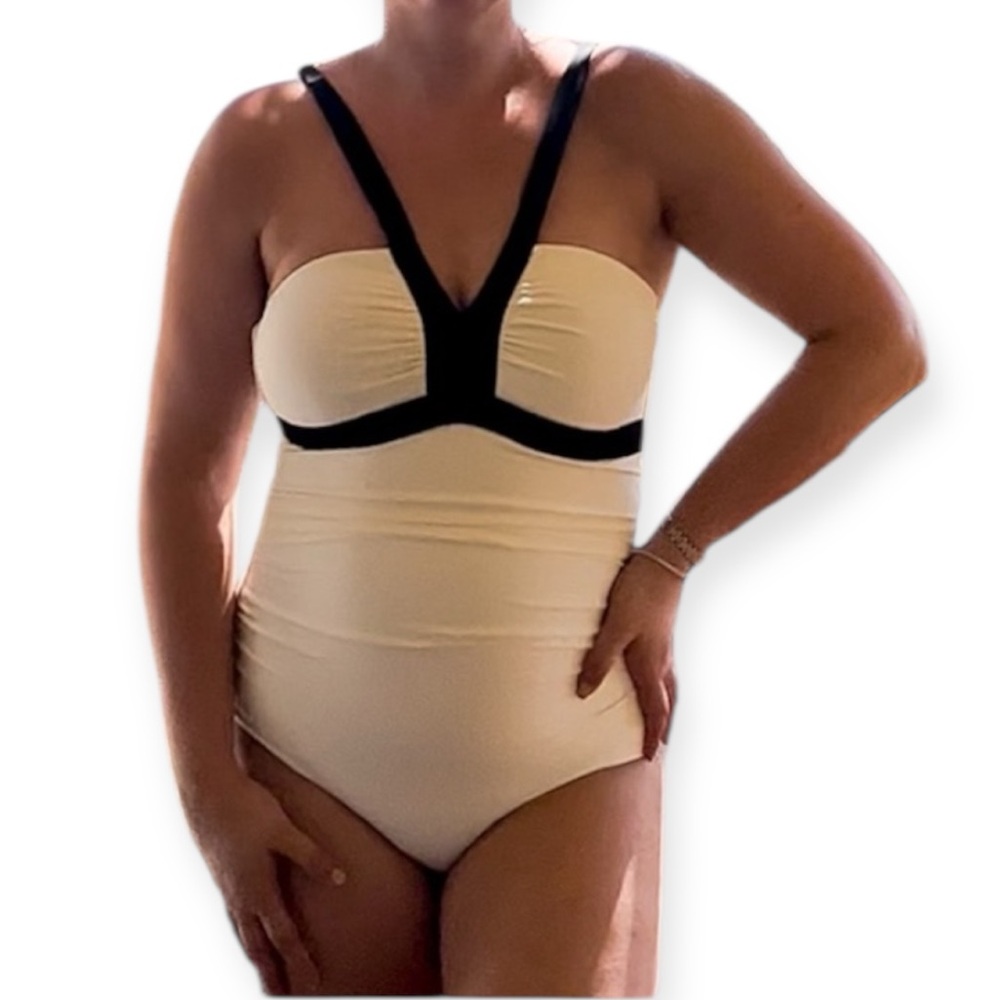 Boden Corsica Black and Ivory Women Swimsuit One Piece Size 10 Regular - Picture 14 of 15